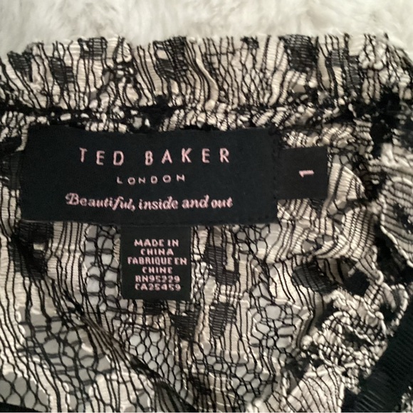 Ted Baker London Nomina Black/GreyishGold Lace Blouse, Size S - Picture 8 of 11